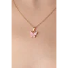 Gold Pembe Renk Kelebek Figür Kadın Kolye