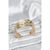 Gold Renk Pirinç Levha Yaprak Model Kadın Bileklik