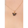 Gold Siyah Renk Kelebek Figür Kadın Kolye