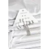 Gümüş Renk Pirinç 6 Çiftli Kadın Küpe Seti