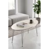 Gümüş Tel Oval Sehpa Krem Bej