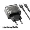HOCO N34 PD20W USB+Type-C + iPhone Lightning Kablo Hızlı Şarj Adaptör Seti-(5775)