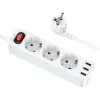 HOCO NS2 3lü Priz 3 USB 4000W 1.8 Metre Şarj Uzatma Kablosu Akım Korumalı-(5775)