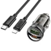 HOCO Z53A Vision PD30W Type-C + USB QC3.0 Girişli Araç Çakmaklık Hızlı Şarj Aleti + Type-C to iPhone-(5775)
