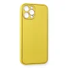 İphone 12 Pro Max Kılıf Coco Deri Silikon Kapak - Sarı