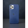 iPhone 12 Pro Max Kılıf Karbon PP Silikon - Mavi
