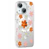 Joko Apple iPhone 14 Uyumlu Floral Magsafe Kapak - Turuncu