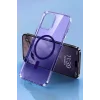 Apple iPhone 14 Pro Max Uyumlu Kılıf Tron Şeffaf Magsafe Kapak - Derin Mor
