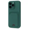 İphone 16 Pro Kılıf Kelvin Kartvizitli Silikon - Koyu Yeşil