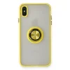 İphone X Kılıf Montreal Yüzüklü Silikon Kapak - Sarı