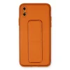 İphone Xs Max Kılıf Coco Deri Standlı Kapak - Turuncu