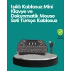 Işıklı Kablosuz Mini Klavye – 2.4 GHz Dokunmatik Mouse Özellikli