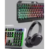 Işıklı Oyuncu Klavye Mouse ve Bluetooth Kulaklık Seti Türkçe Q USB