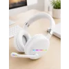 Kablosuz Bluetooth Mikrofonlu Beyaz Kulaklık  RGB Işıklı