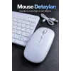 Kablosuz Klavye Mouse Seti Beyaz Türkçe Q