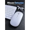 Kablosuz Klavye Mouse Seti Beyaz Türkçe Q