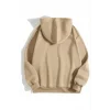 Kadın Kapüşonlu Kanguru Cepli 3 İplik Pamuklu Düz Hoodie Sweatshirt - Bej