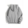 Kadın Kapüşonlu Kanguru Cepli 3 İplik Pamuklu Düz Hoodie Sweatshirt - Gri