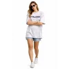 Kadın Asit Yıkamalı Oversize Tişört ön ve Arkası Baskılı %100 Pamuk Street Style T-Shirt - Beyaz