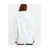 Kadın Oversize Kapüşonlu Cepli Ön Kol Baskılı 3 İplik Pamuklu Hoodie Sweatshirt - Beyaz