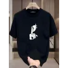 Kadın T-Shirt Bisiklet Yaka Kısa kol Baskılı Tişört - Siyah