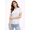 Kadın Bisiklet Yaka Yazlık Kısa kol Düz Tişört Regular Kalıp T-shirt - Beyaz