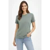 Kadın Bisiklet Yaka Yazlık Kısa kol Düz Tişört Regular Kalıp T-shirt - Mint Yeşili