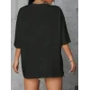 Kadın Brooklyn Baskılı Tişört Kısa Kol Bisiklet Yaka Oversize T-Shirt - Siyah