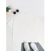 Kadın T-Shirt Ördek Baskılı Bisiklet Yaka Kısa kol Tişört - Beyaz