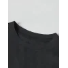 Kadın T-Shirt Ördek Baskılı Bisiklet Yakalı Kısa kol Tişört - Siyah