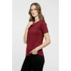 Kadın T-Shirt Bisiklet Yaka Slim Fit Likralı Tişört Günlük Basic Body - Bordo