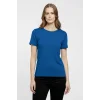 Kadın T-Shirt Bisiklet Yaka Slim Fit Likralı Tişört Yazlık Basic Body - İndigo