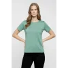 Kadın T-Shirt Bisiklet Yaka Slim Fit Likralı Tişört Günlük Basic Body - Mint Yeşili