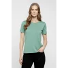 Kadın T-Shirt Bisiklet Yaka Slim Fit Likralı Tişört Günlük Basic Body - Mint Yeşili