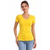Kadın T-Shirt V Yaka Slim Fit Likralı Tişört Günlük Basic Body - Sarı