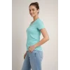 Kadın T-Shirt V Yaka Slim Fit Likralı Tişört Günlük Basic Body - Turkuvaz