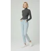 Kadın Tam Boğazlı Fitilli Likrali Kaşkorse Slimfit Badi  - Antrasit