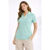 Kadın Yazlık Dokuma Triko Tişört Düğmesiz Polo Yaka Kısa Kol T-Shirt - Mint Yeşili