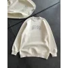Kadın 3 İplik Pamuklu Bisiklet Yaka Baskılı SweatShirt - Beyaz