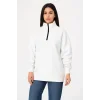 Kadın 3 İplik Pamuklu Dık Yaka Yarım Fermuarlı SweatShirt - Beyaz