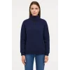 Kadın 3 İplik Pamuklu Dık Yaka Yarım Fermuarlı SweatShirt - Lacivert
