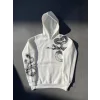 Kadın Oversize Kapüşonlu Kanguru Cepli Baskılı 3 İplik Pamuklu Sweatshirt Hoodie -   Beyaz