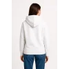 Kadın Kapüşonlu Kanguru Cepli 3 İplik Pamuklu Oversize Hoodie Sweatshirt - Beyaz