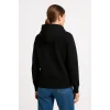 Kadın 3 İplik Pamuklu Kapüşonlu Kanguru Cepli Sweatshirt hoodie - Siyah