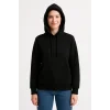 Kadın 3 İplik Pamuklu Kapüşonlu Kanguru Cepli Sweatshirt hoodie - Siyah