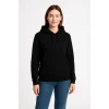 Kadın 3 İplik Pamuklu Kapüşonlu Kanguru Cepli Sweatshirt hoodie - Siyah