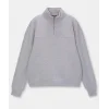 Kadın 3 İplik Pamuklu Oversize Yarım Fermuarlı Yakalı Basic Sweatshirt - Gri