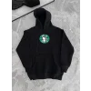 Kadın Oversize Kapüşonlu Kanguru Cepli Baskılı 3 İplik Pamuklu Sweatshirt Hoodie -   Siyah
