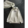 Kadın Oversize Kapüşonlu Cepli Baskılı 3 İplik Pamuklu Hoodie Sweatshirt - Beyaz