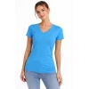 Kadın T-Shirt V Yaka Slim Fit Likralı Tişört Yazlık Basic Body - Açık Mavi